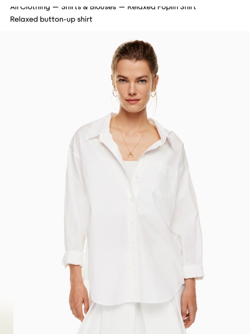 Aritzia white relaxed poplin button down shirt